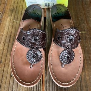 Jack Rogers Willow Leather Sandals - Espresso Size 8